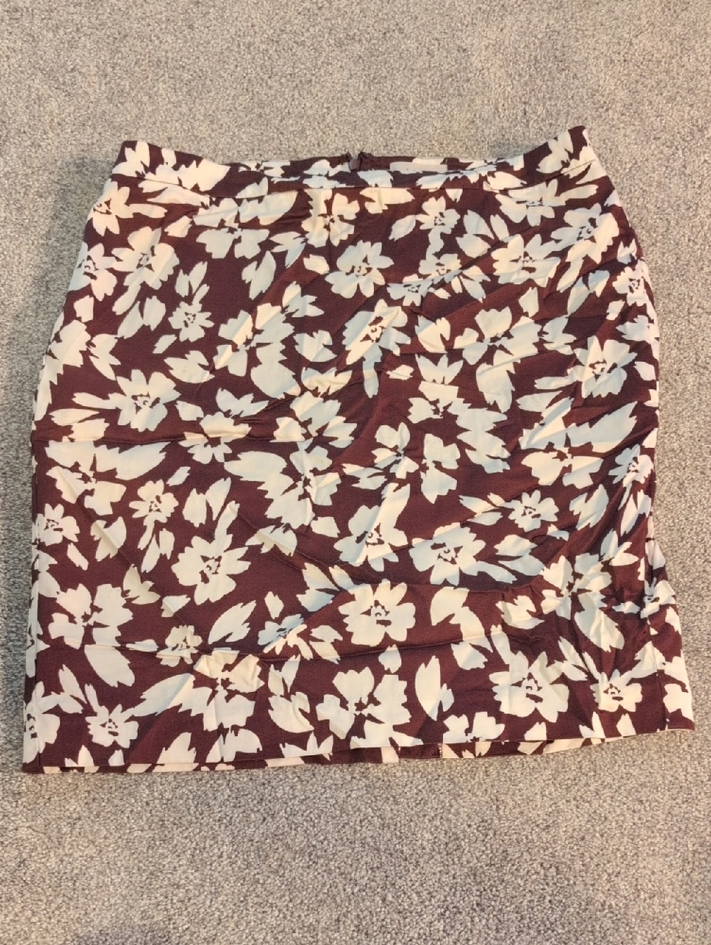 LOFT Floral Print Pencil Skirt in Burgundy and Cream